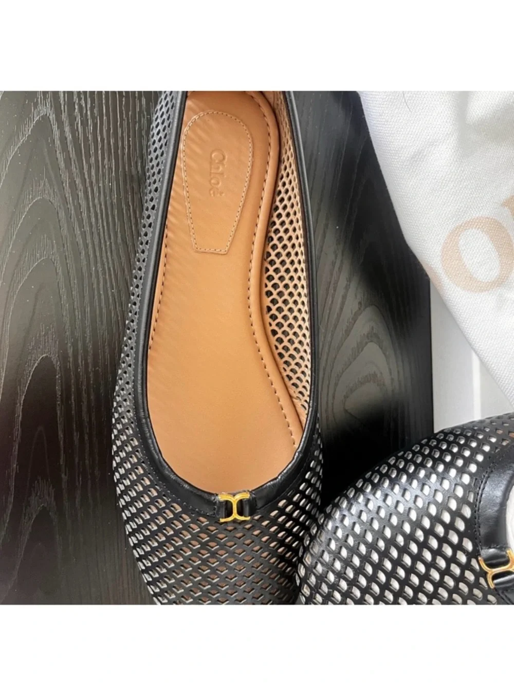 CHLOE BLACK LEATHER BALLERINAS SIZE 36